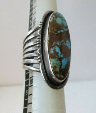 Vintage USA 925 Sterling Silver Gorgeous Large Turquoise Stone Navajo Ring 6.  5 6