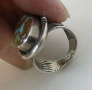 Vintage USA 925 Sterling Silver Gorgeous Large Turquoise Stone Navajo Ring 6.  5 8
