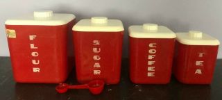 Vintage Lustro Ware Kitchen Canisters Nesting Complete Set Of 4 Mid Century Mcm