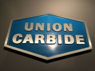 Union Carbide - Metal Sign Logo - Vintage? 8 " X 5 " Collector Classic Advertising