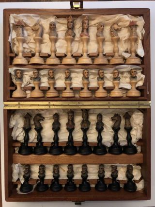 Anri Mediolanum Hand Carved,  Handpainted,  Italian Chess Set Vintage 1966 - 1982