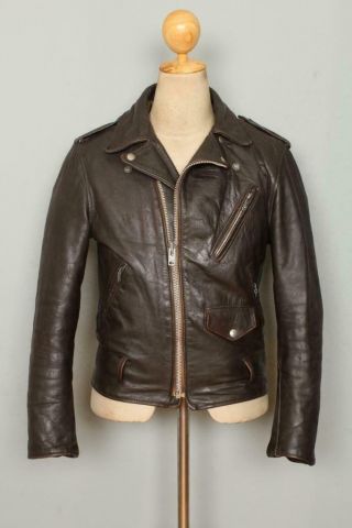 Vtg 70s Schott Perfecto Brown 618/118 Leather Motorcycle Jacket S/xs