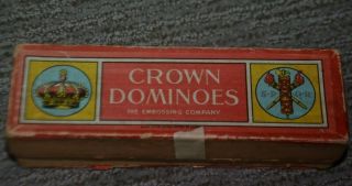 Vintage 1940s Crown Dominoes The Embossing Co Albany Ny Full Set Box