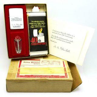 Rare Vintage 1972 Zippo Employee 40th Anniversary Lighter Gift Set