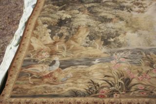 Vintage Rug Or Wall Hanging,  Tapestry,  Wool,  Nature Scene With Birds 76 By 62 In