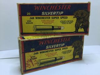 Empty Ammo Boxes - 2 Vintage.  348 Winchester Speed “bear Boxes”