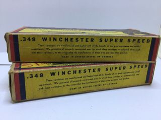 Empty Ammo Boxes - 2 Vintage.  348 Winchester Speed “Bear Boxes” 3