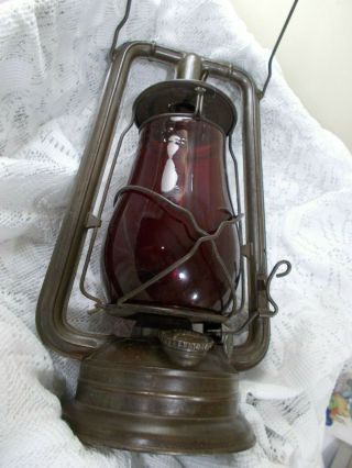 Vintage German Nier Feuerhand Kerosene Lantern 257 - Red Dietz Globe 2