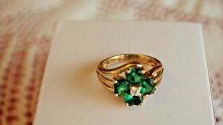 Vintage 9ct Solid Gold Flower /clover Design Ring Size J And A 1/2 Not Scrap