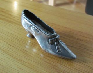 Rare Novelty Solid Silver Antique Shoe Pin Cushion,  Bir 1908 Levi & Salaman