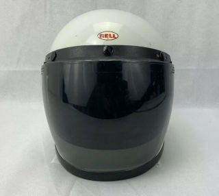 Vintage Bell Star 120 Toptex Motorcycle Racing Helmet 7 1/2 Full Face White