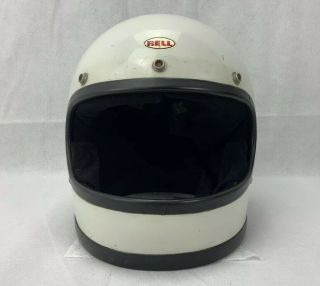 Vintage BELL STAR 120 Toptex Motorcycle Racing Helmet 7 1/2 Full Face White 2