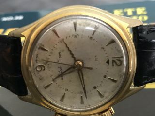 VINTAGE GLADSTONE GOLD FILLED AUTOMATIC ALARM Men Wrist Watch 17J Rare 3