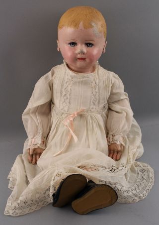 Antique 24in 1st Type Martha Chase Painted Stockinet Cloth Boy Doll,  NR 3