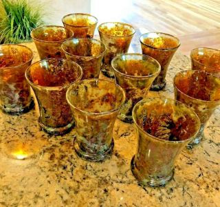 VINTAGE RARE Moss Agate Neiman Marcus (set of 12) Glasses Tumblers 3