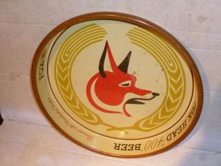Vintage Rare Fox Head " 400 " Beer Tray Thick Metal
