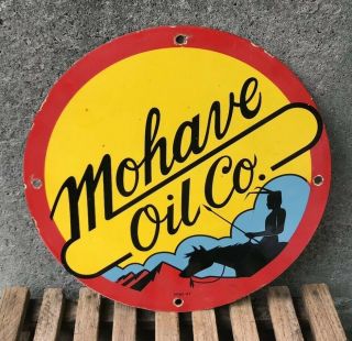 Vintage Mohave Motor Oil Porcelain Sign Gasoline Service Station Pump Plate