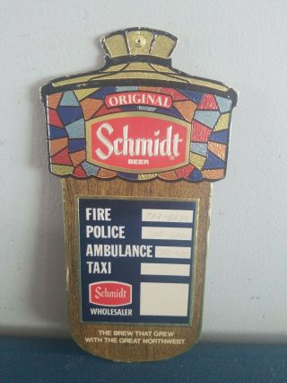 (vtg) 1975 Schmidt Beer Foil Sign Over Cardboard Back Bar Sign Wis