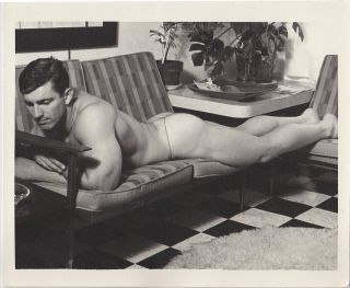 Kris Studio Reclining Male Nude,  Bob Kolinsky,  Vintage Photo Muscle Gay