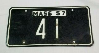 1957 Massachusetts License Plate 41 Low Two Digit Rare Ma Automobilia Rare