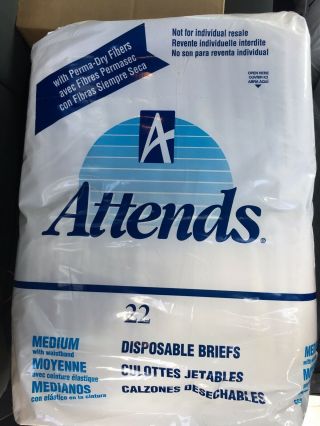 Vintage Attends (1995) Medium Adult Diapers With Perma Dry