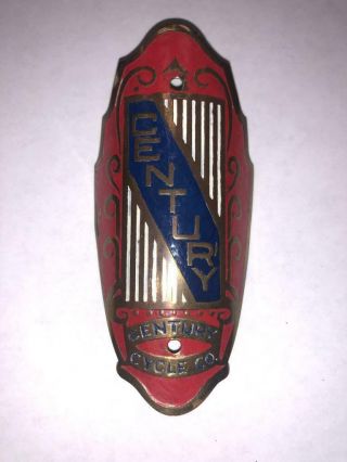 Footed Shield Vintage Schwinn Century Bicycle Head Badge Blue And Red