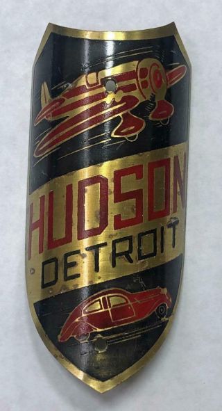 Old Stock Vintage Schwinn Bicycle Hudson Detroit Head Badge Tag Plate