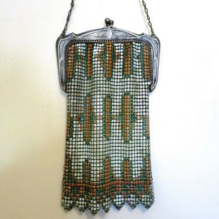 Purse Flapper Circa 1920s Antique Vintage Whiting Davis Mesh Purse Bag Handbag