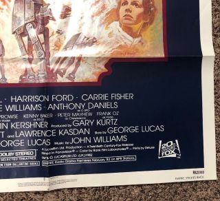Vintage Star Wars Empire Strikes Back Rerelease One Sheet 1982 Poster 6