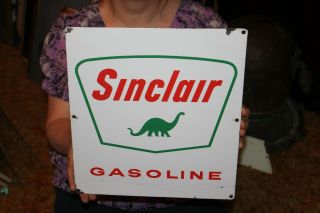 Vintage C1960 Sinclair Gasoline Gas Pump Plate 14 " Porcelain Metal Sign