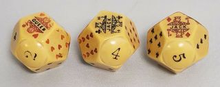 Three Vintage Gambling Card Playing Dice 12 Sided Poker - Qty: 3