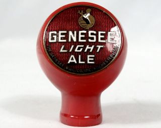 Vintage Genesee Brewing Light Ale Beer Ball Tap Knob Handle Red Rochester Ny