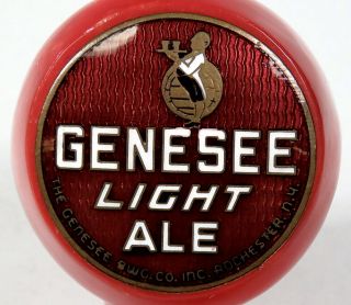 Vintage Genesee Brewing Light Ale Beer Ball Tap Knob Handle Red Rochester NY 2