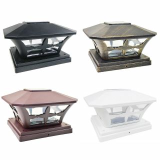 8 Black / Bronze / Brown / White 6 X 6 Solar Post Deck Cap Fence Light Pvc Vinyl