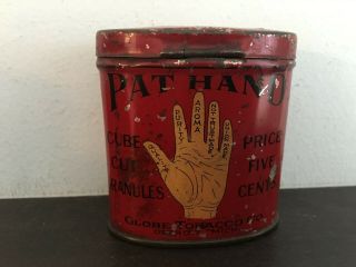 Vintage Pat Hand pocket tobacco tin - antique - pipe - cigarette - advertising 2