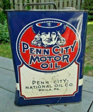 Vintage Penn City Motor Oil Can 2 Gallon