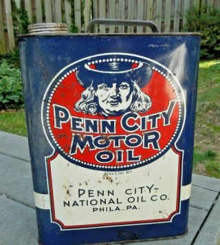Vintage Penn City Motor Oil Can 2 gallon 6