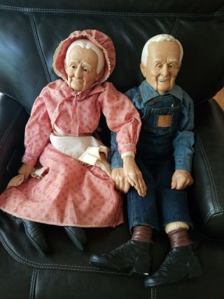 Grandma & Grandpa Porcelain Doll 30 " /34 " Vintage
