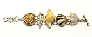 Charles Albert Signed Designer Sterling Silver Seashell Beach Statement Bracelet