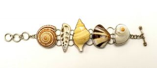 Charles Albert SIGNED Designer Sterling Silver Seashell Beach Statement Bracelet 2