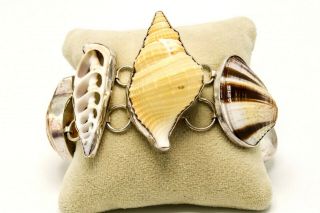 Charles Albert SIGNED Designer Sterling Silver Seashell Beach Statement Bracelet 5