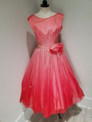 Deadstock Vtg 1950s Pink Ombre Party Dress,  Unique Wedding Idea Full Skirt Retro