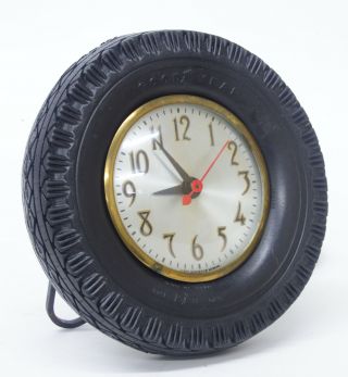 40s Vintage Goodyear Tires Advertising Clock Sign Neon Porcelain Fisk Firestone