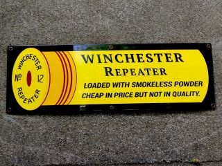 Ammo Winchester Shot Gun Shell 12 Gauge Repeater Porcelain Gun Store Sign Sass