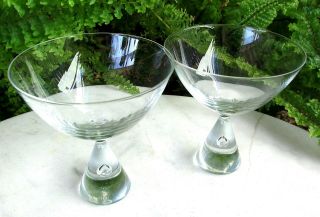 Set Of 5 Vintage Holmegaard Princess Crystal Tear Drop Liquor Cocktail Glasses