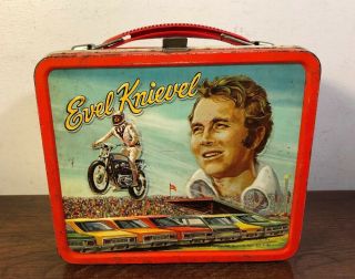Vintage 1974 Aladdin Evel Knievel Metal Lunchbox