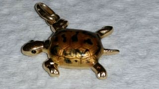 18K Yellow Gold Italian Turtle Pendant/Charm 2