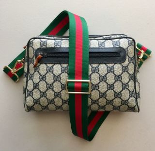 Gucci Auth Vtg Small Blue Supreme Gg Monogram Crossbody Bag Purse | Custom Strap