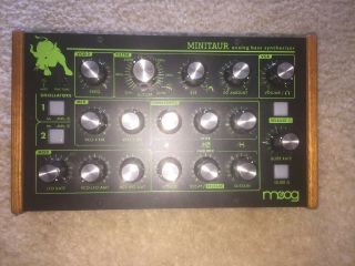 Moog Minitaur Analog Bass Synthesizer - Rare Green Ver.  W/ Wood Paneling On Sides