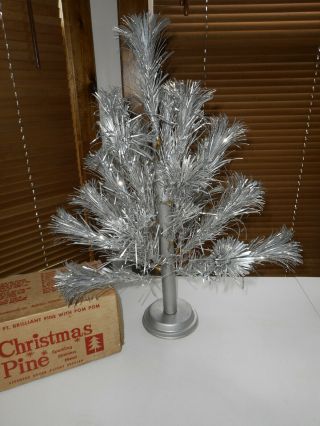 Vintage Peco 2 ' Deluxe Aluminum Pom Pom Christmas Tree Table Top Complete w/Box 3